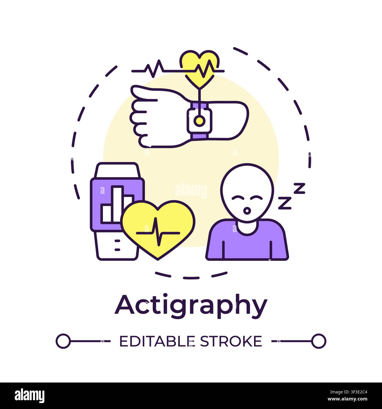 Actigraphy multi color concept icon Stock Vector
