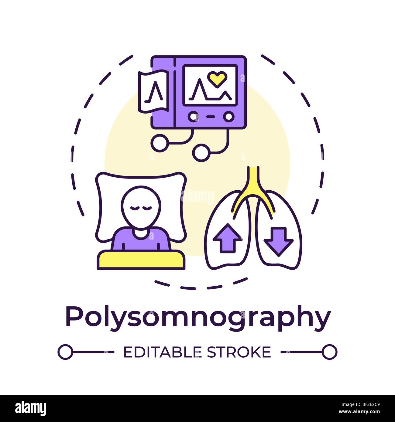 Polysomnography multi color concept icon Stock Vector