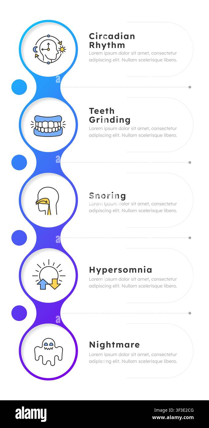 Problems with sleep health infographic 5 steps Stock Vector