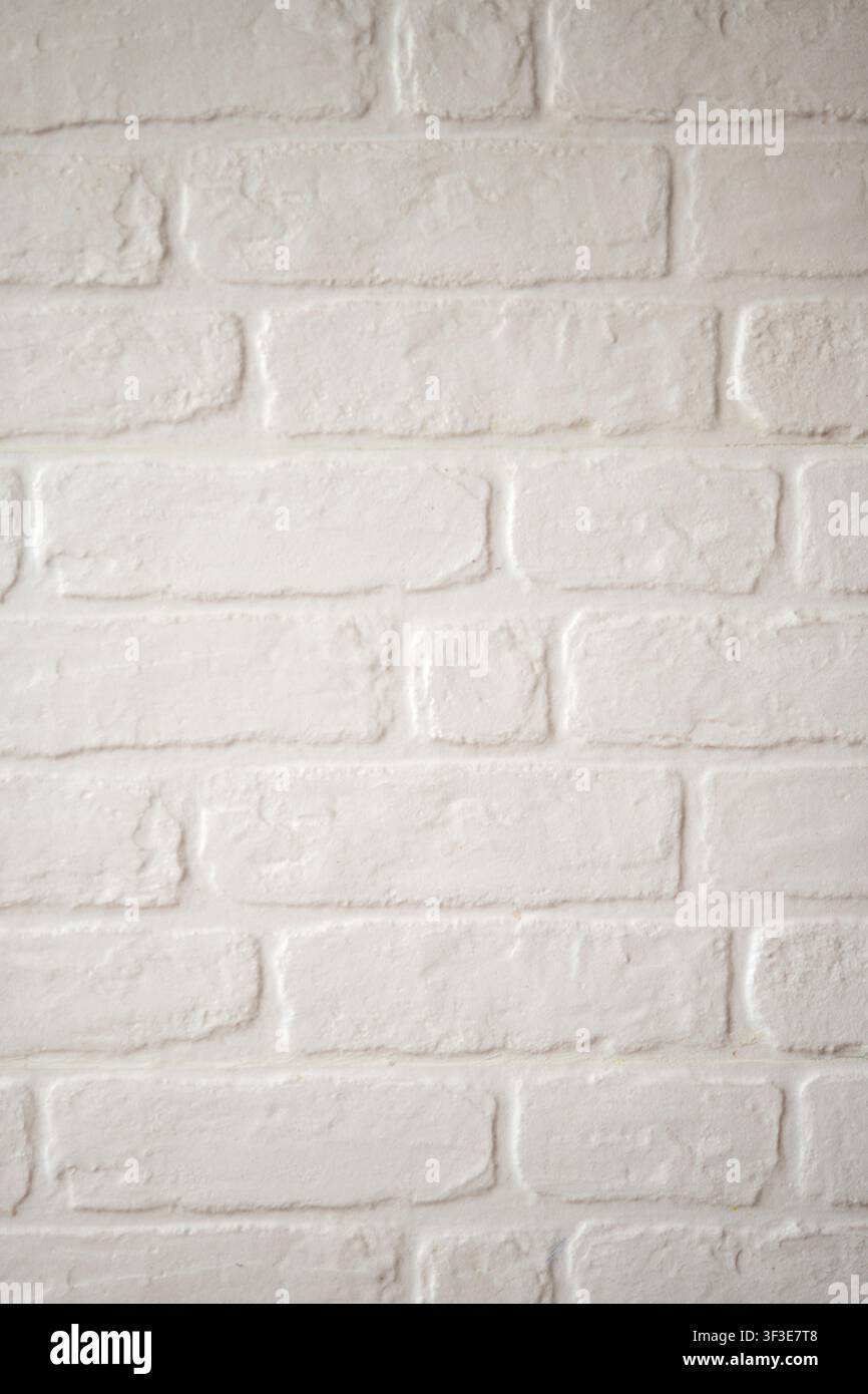 White brick wall background with copy space Stock Photo