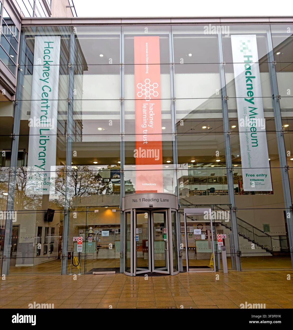 Homerton Library entrance in the London Borough of Hackney, London, England, UK. Stock Photo
