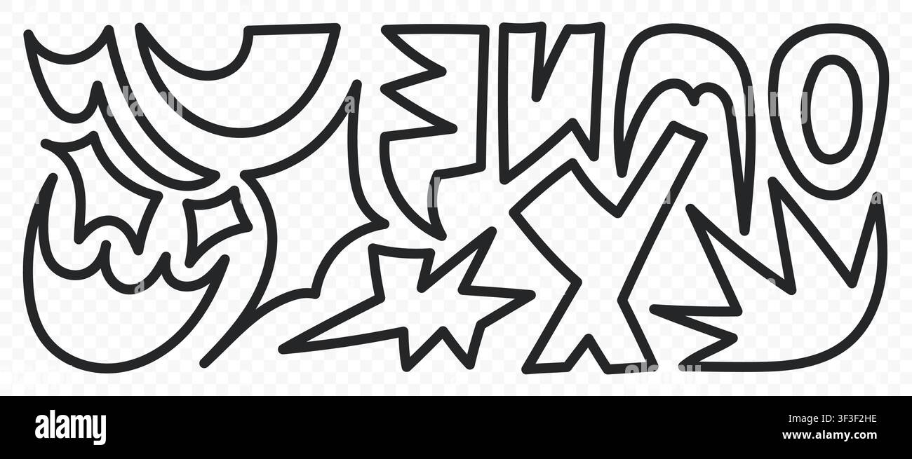 Abstract Sharp Doodle Shape Set Stock Vector