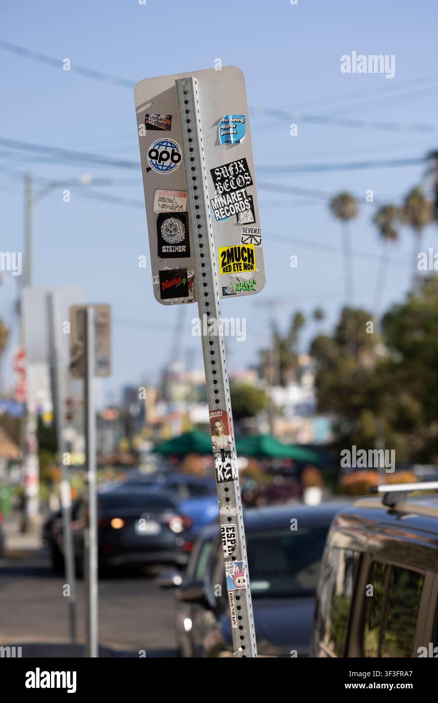 Street sign stickers los angeles hi-res stock photography and
