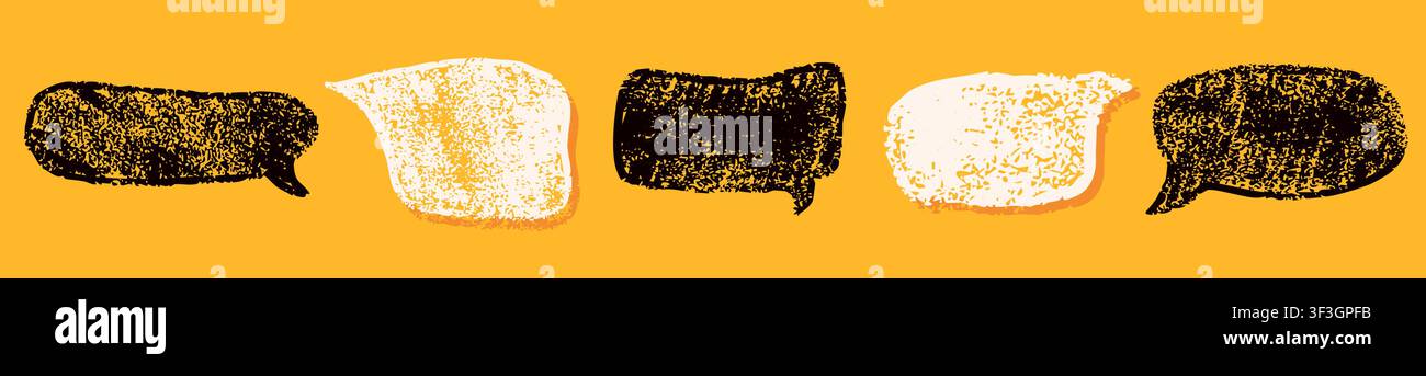 Black and white blob crayon speech bubbles. Stock Vector
