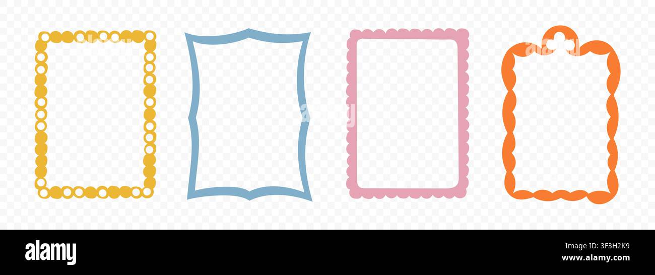Colorful Hand Drawn Square Frames Collection Stock Vector