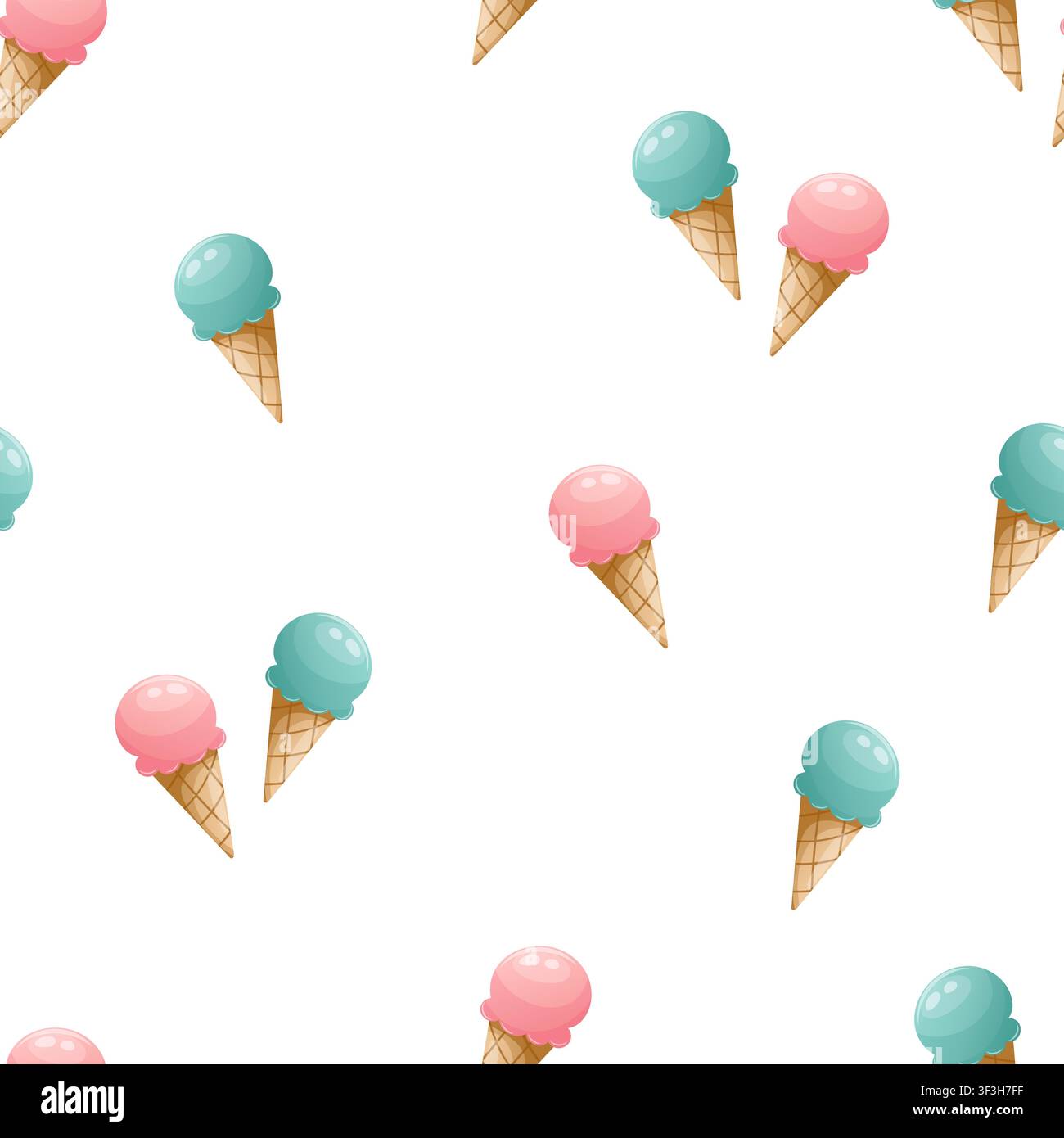 A seamless pattern featuring pink and blue ice cream cones Stock Vector