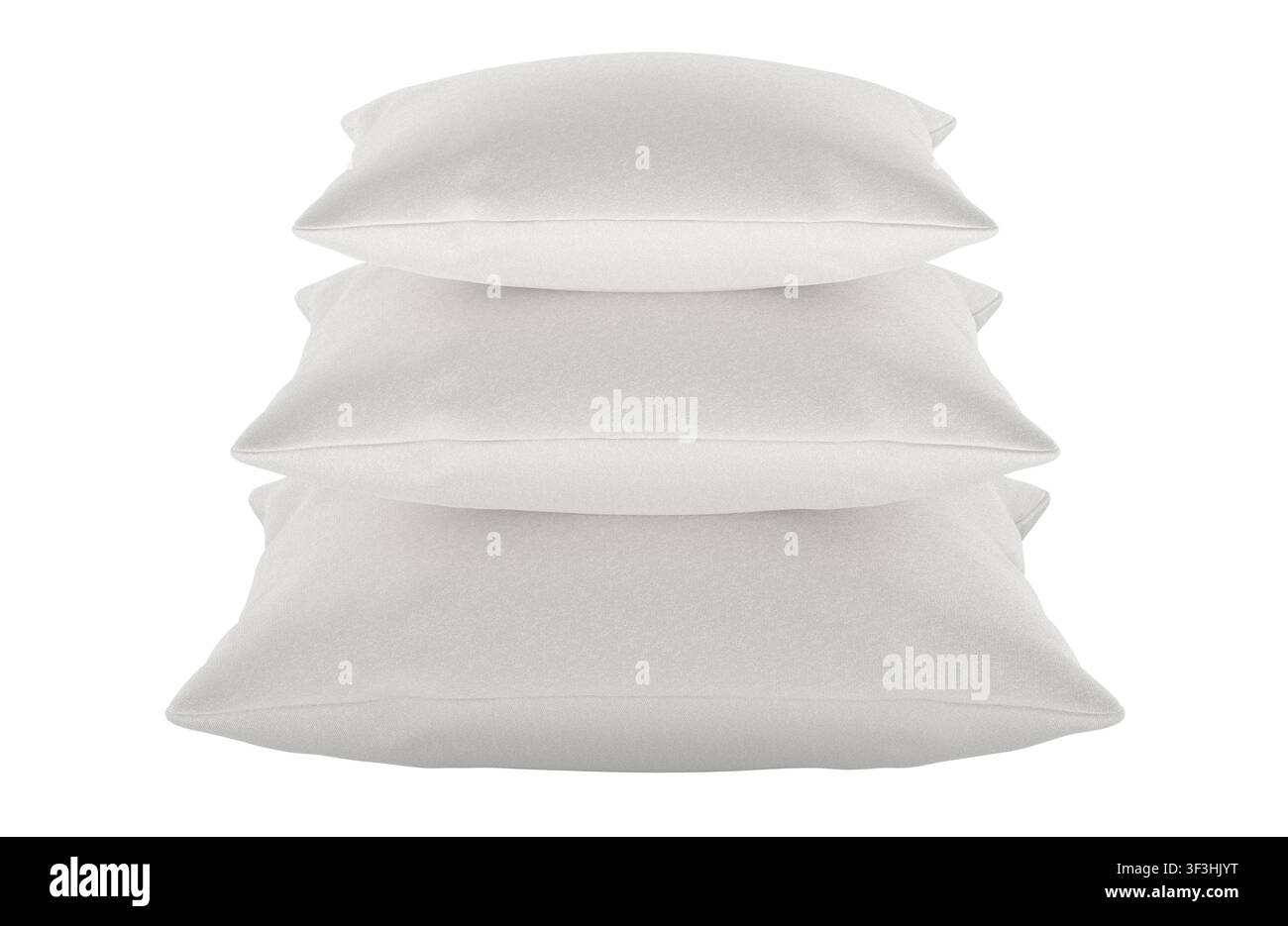 Stacked white pillows set. 3D rendering isolated on white background Stock Photo