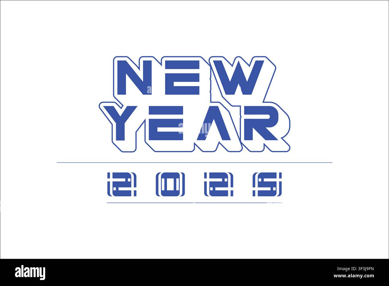 New Year 2025 bold blue typography design on white background Stock Vector