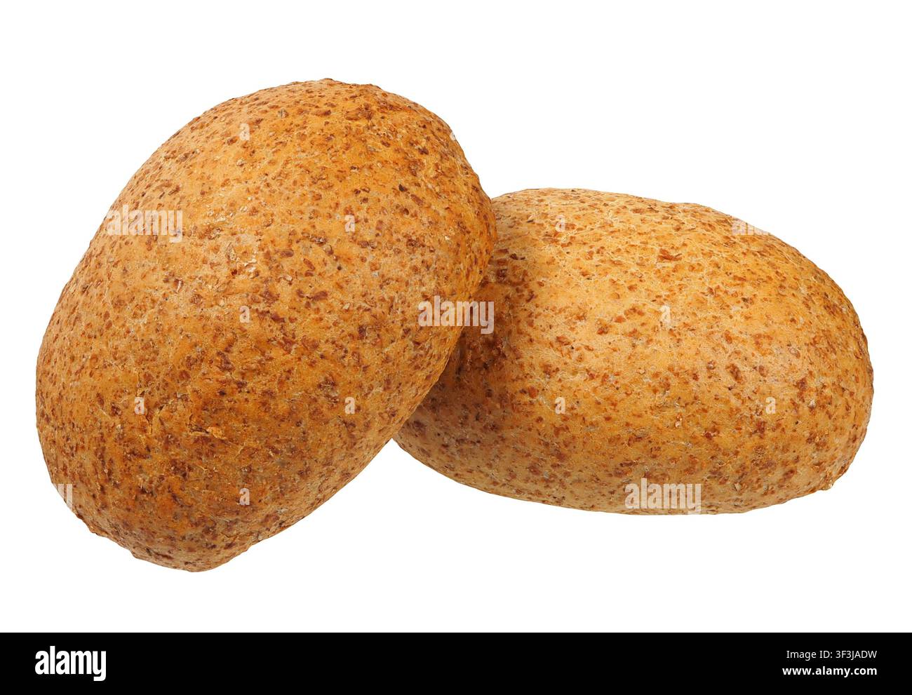 Two bread rolls isolated on white background Stock Photo