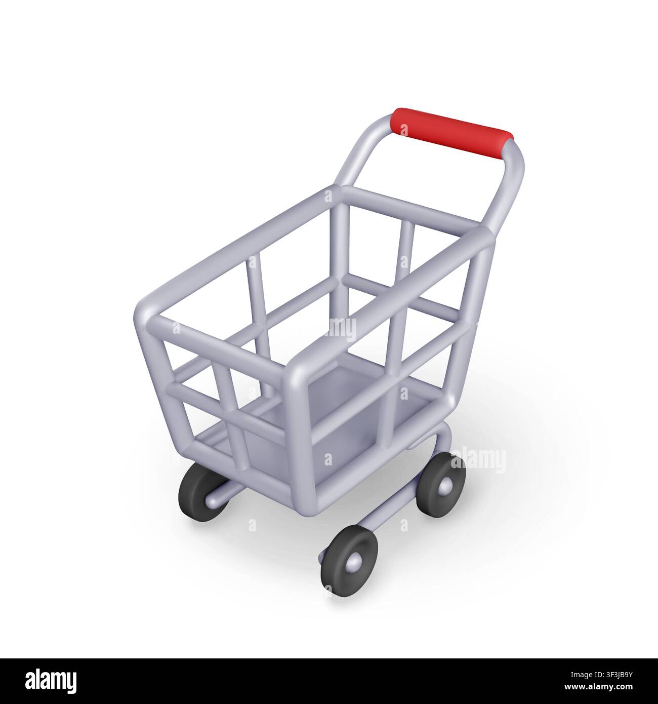 3D shopping cart on white Stock Vector