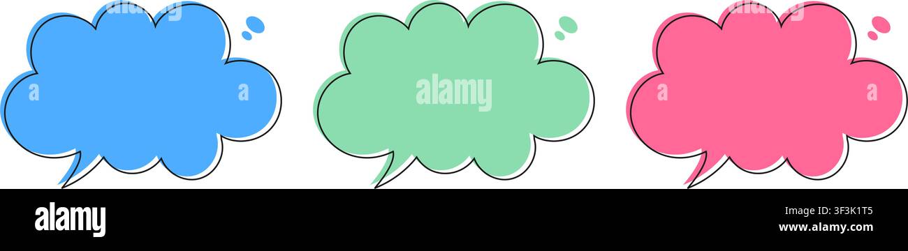 Colored speech bubbles in a cloud shape on transparent background. Vector illustration Stock Vector