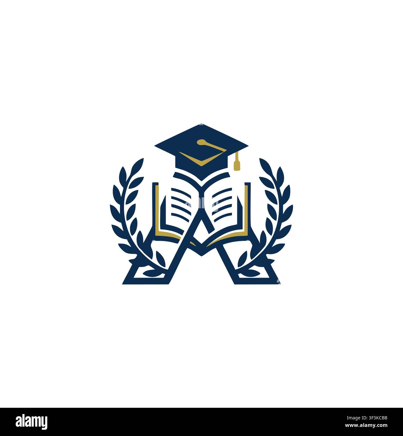 Professional Modern Academic Graduation Cap Book Crest Logo Design Stock Vector