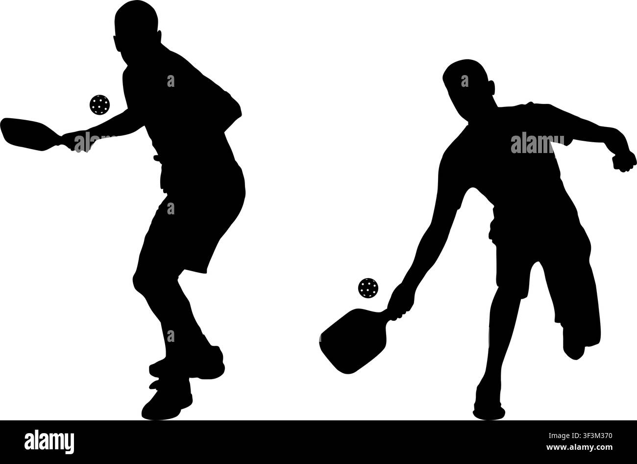 Silhouette of Pickleball Player in Action Isolated on transparent Background Dynamic Paddle Sport Athlete Stock Vector