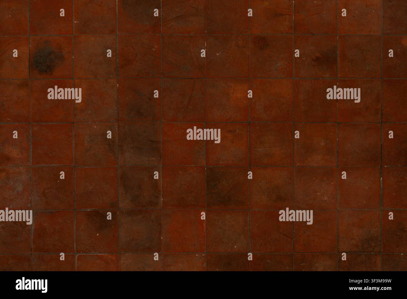 Dark Reddish Brown Dirty Square Floor Tiles Stock Photo