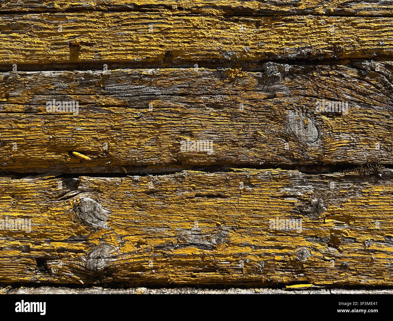 weathered yellow painted wood forming seamless rustic texture background Stock Photo