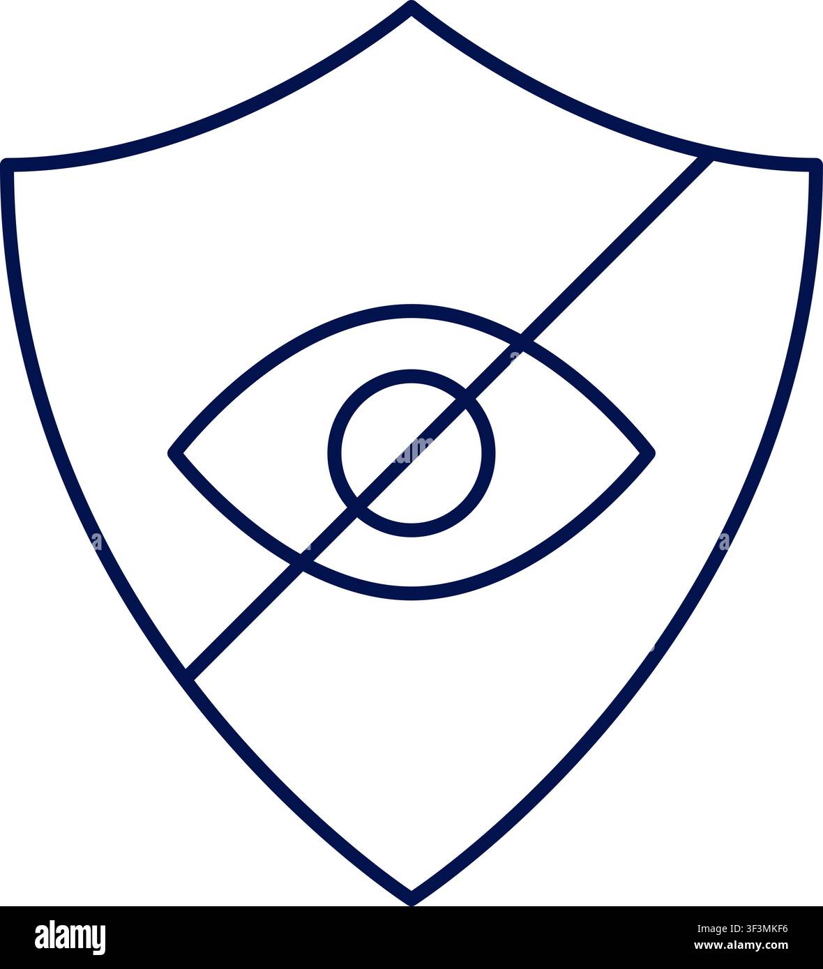 Zero trust cybersecurity icon with shield and hidden eye. Vector illustration, flat design Stock Vector