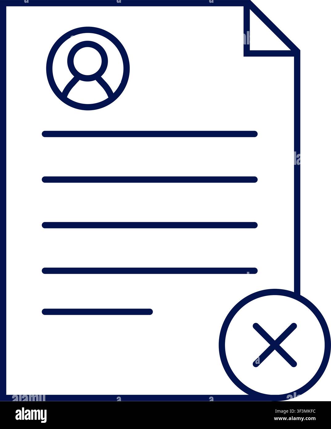 Right to be forgotten icon with profile document and delete mark. Vector illustration, flat design Stock Vector