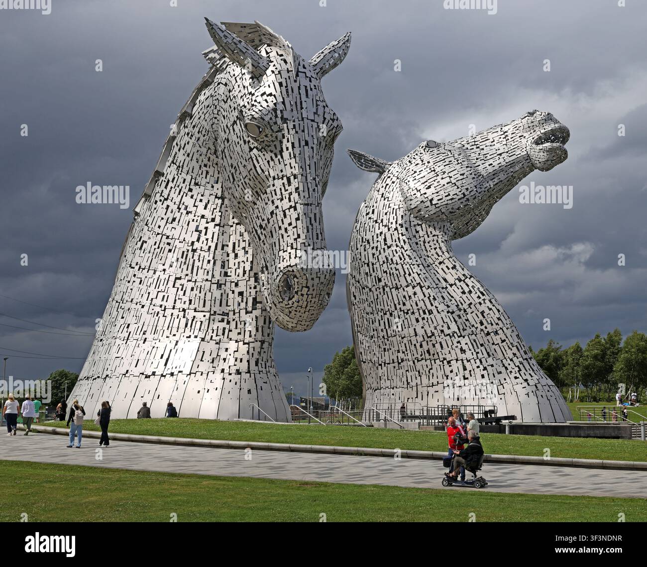 The Kelpies horse-head sculptures at Falkirk, Scotland, UK. Stock Photo