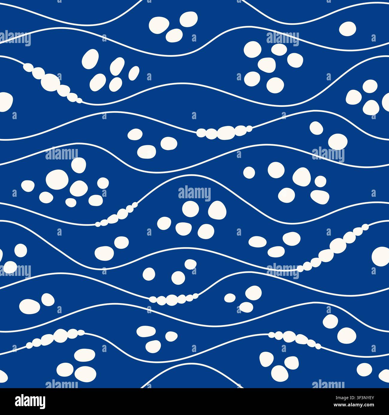 Blue tone organic sea seamless pattern. Stock Vector