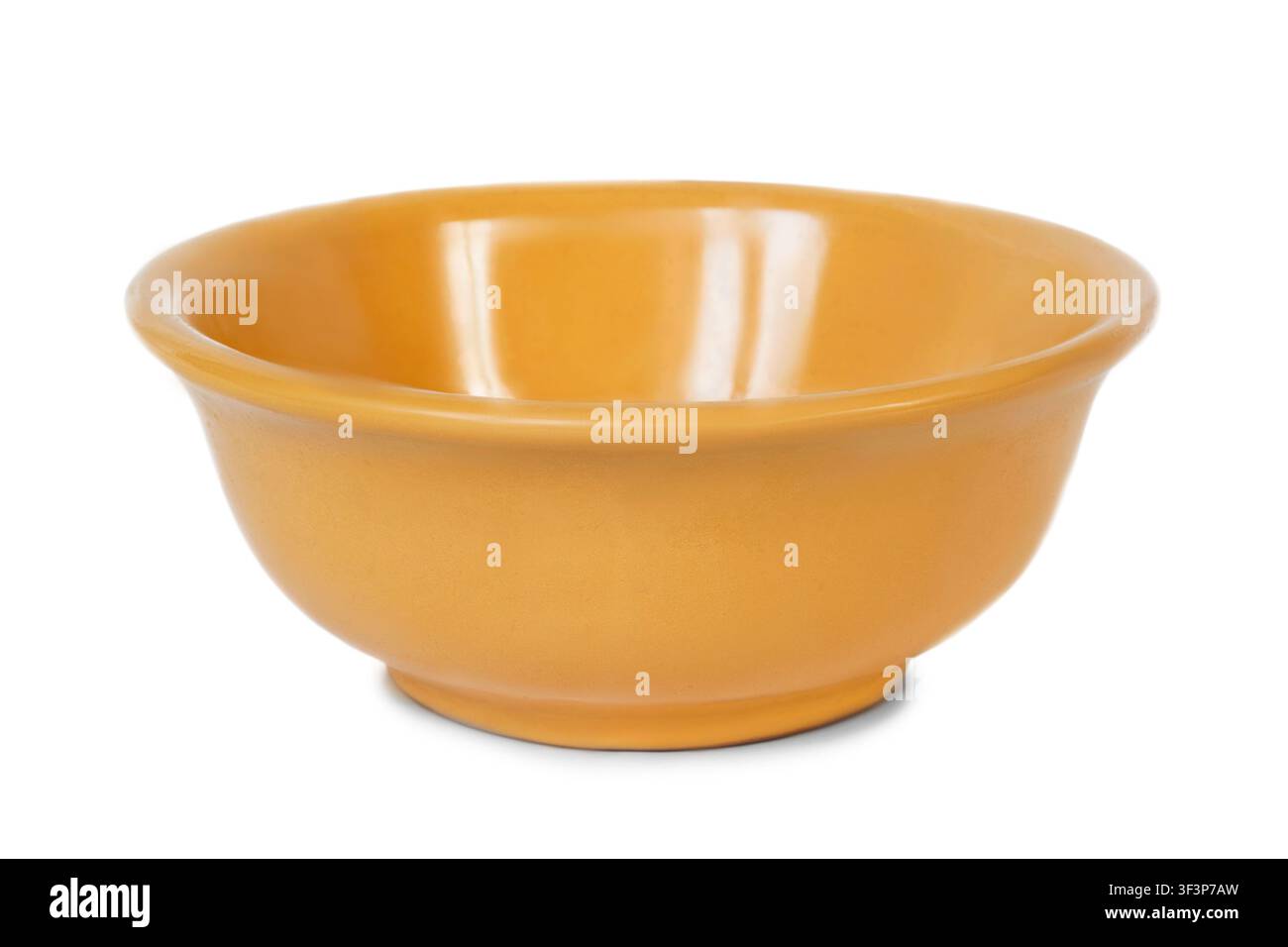 Brown empty ceramic bowl isolated on white background Stock Photo