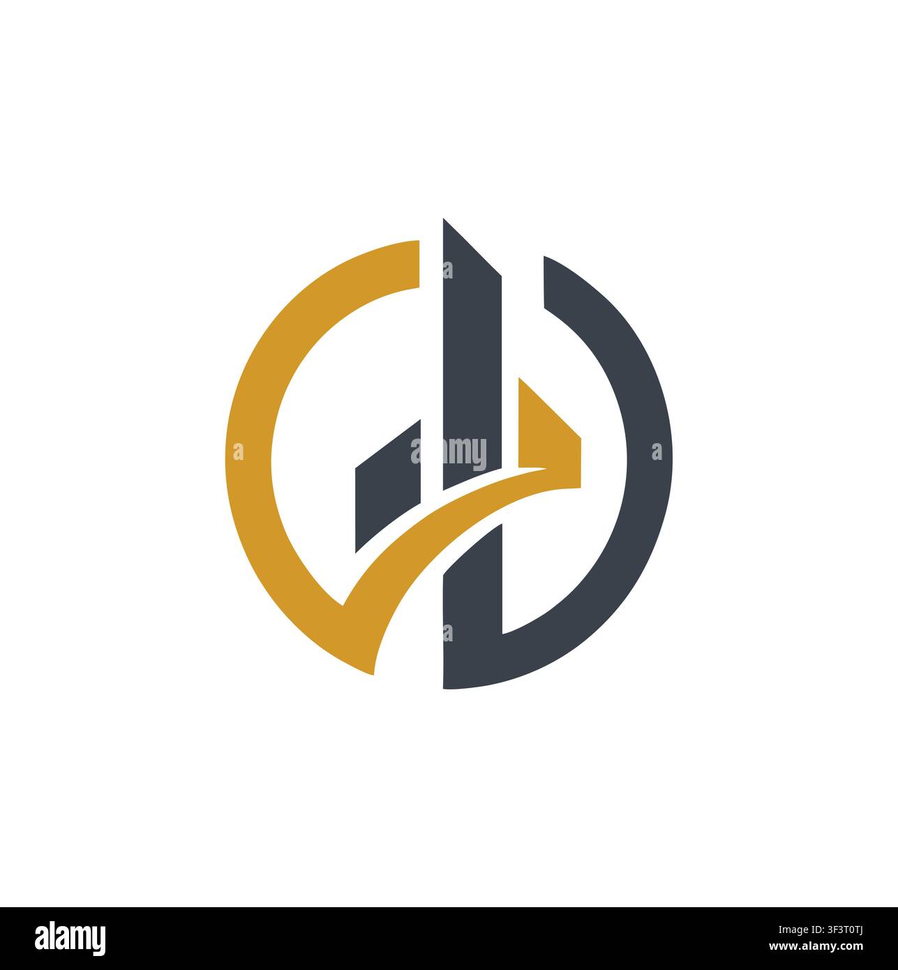 Professional Modern Monogram Building Arrow Circle Logo Vector Stock Vector