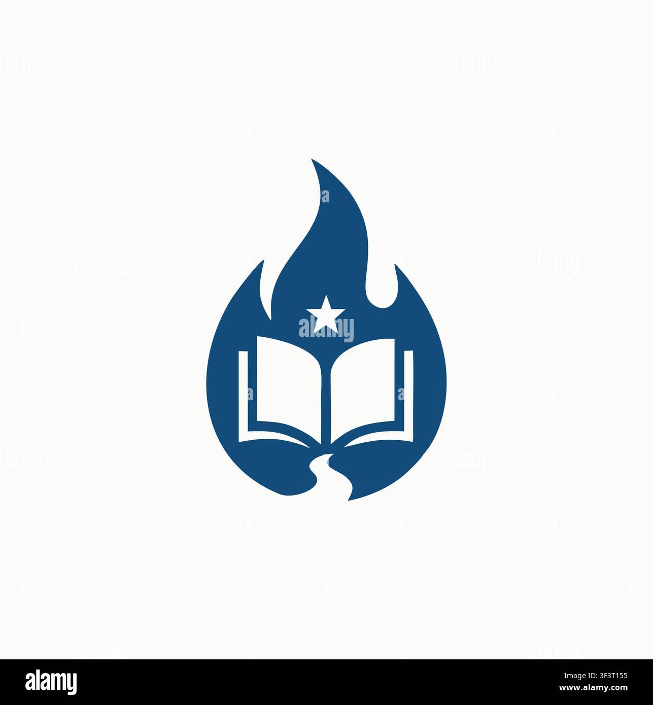 Modern Professional Flame Open Book Star Path Logo Vector Stock Vector