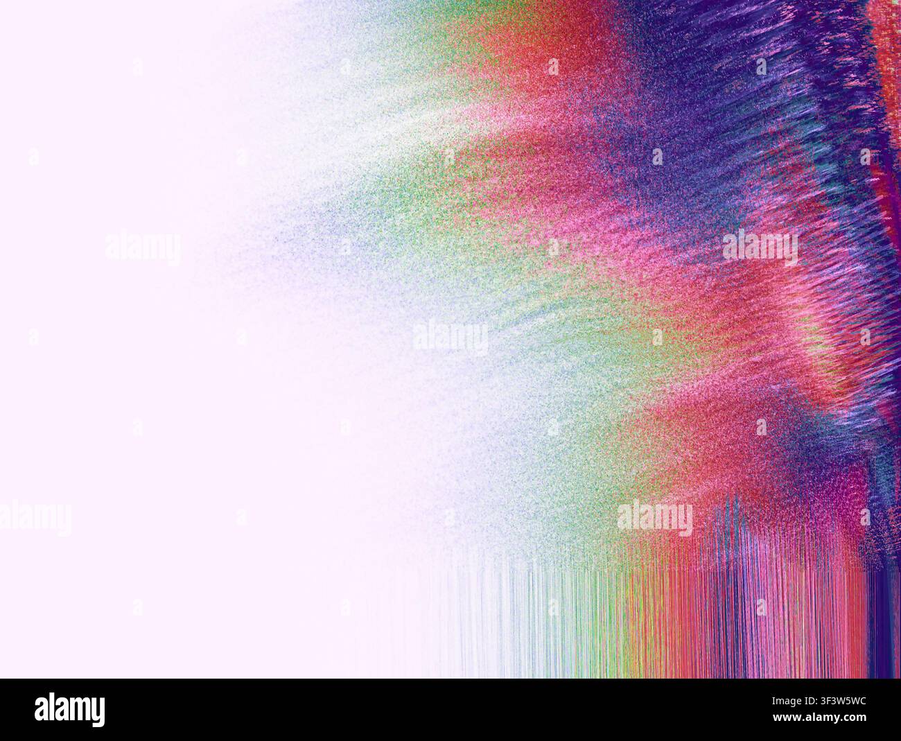 Grainy minimalist abstract background with a soft holographic gradient shifting from pastel pink to cyan and purple, featuring subtle glitch-like blur Stock Photo