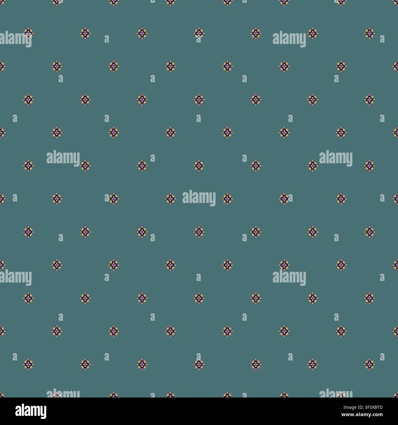 Teal Minimalist Ditsy Floral Dots Stock Vector