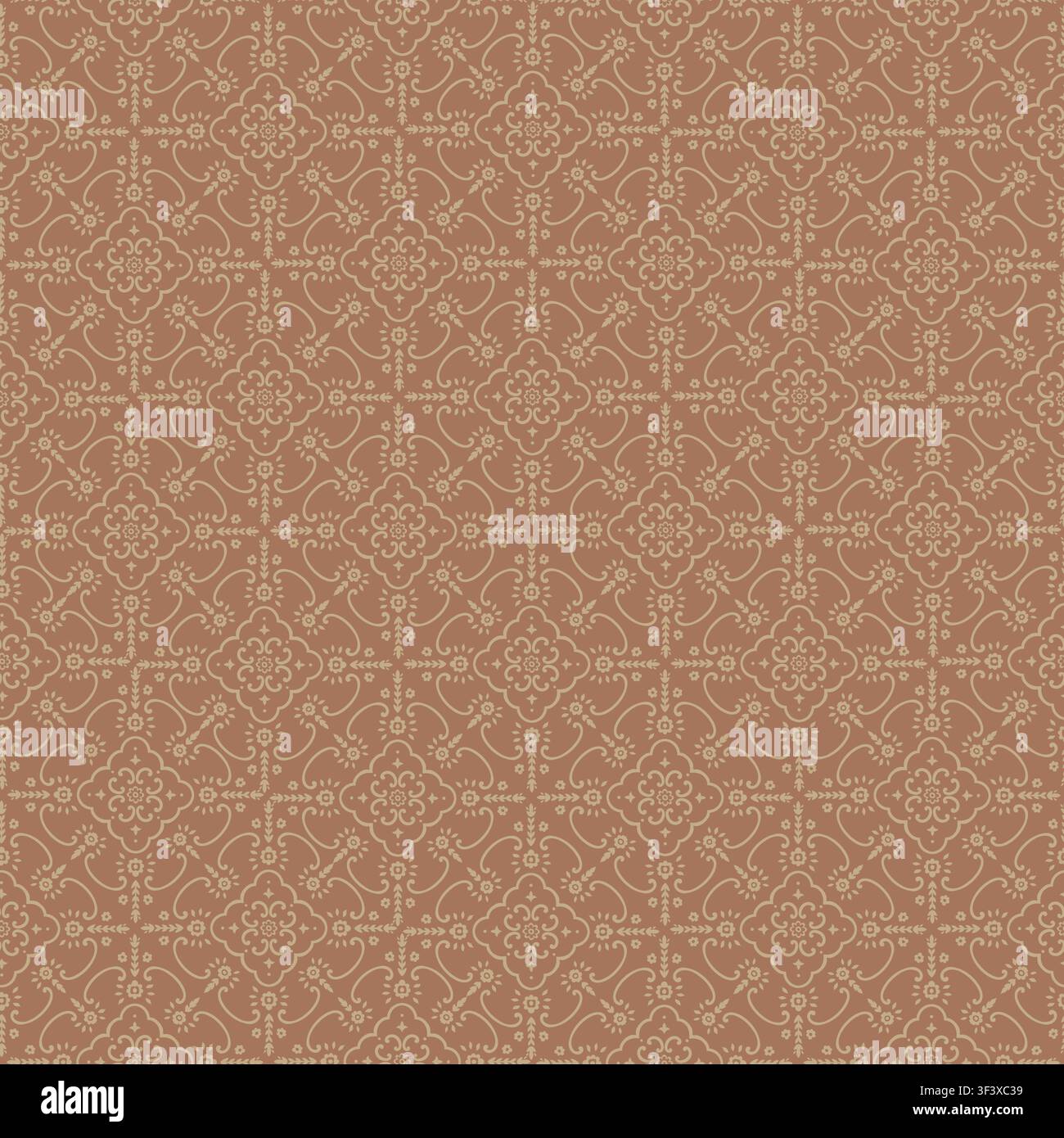 Vintage Floral Damask Geometric Grid Stock Vector