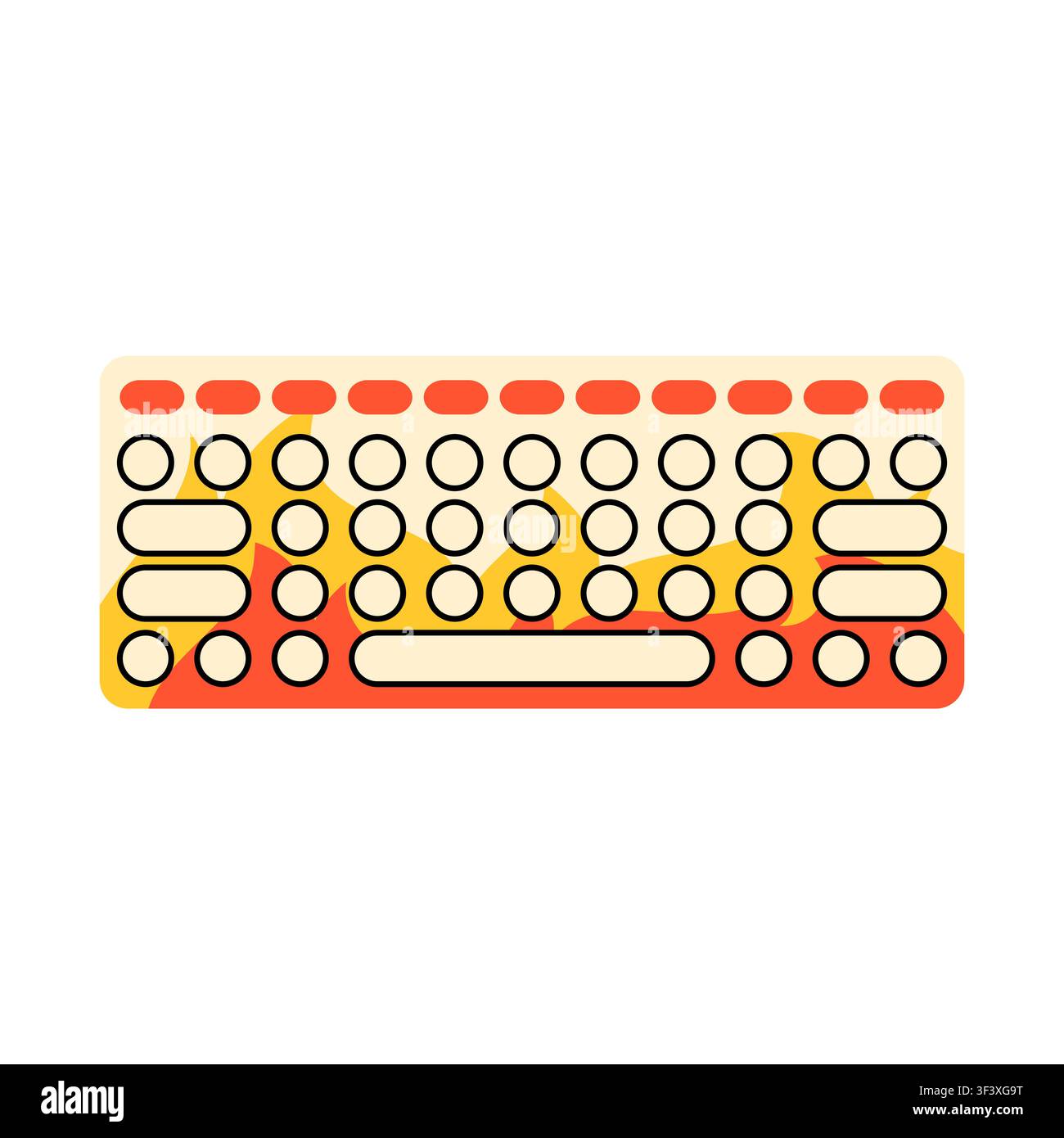 Cute colorful flame pattern computer keyboard Stock Vector
