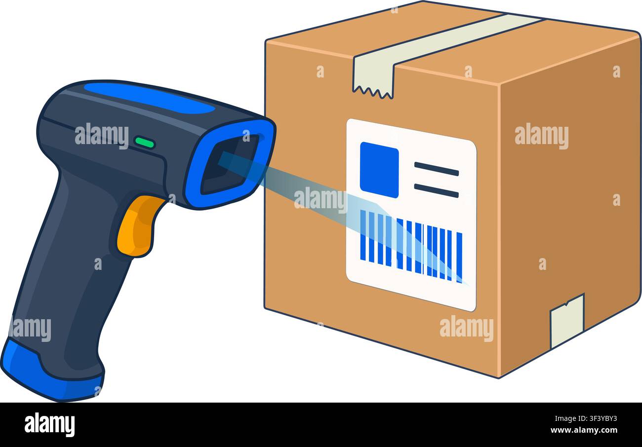 Barcode Scanning for Warehouse Logistics Stock Vector