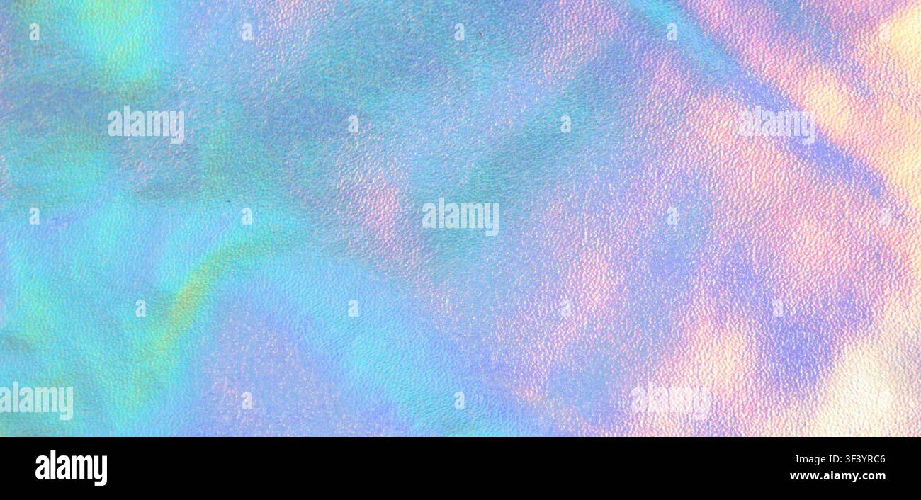 Iridescent pastel holographic texture with soft shimmer and dreamy rainbow foil background Stock Photo