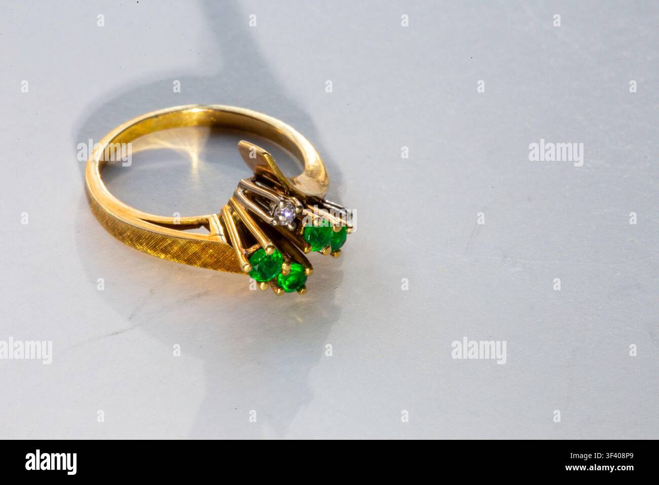 Jewelry:  Emerald Ring Still Life Stock Photo