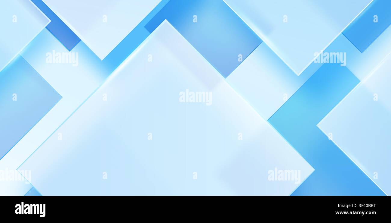 Abstract geometric blue background with overlapping, translucent planes creating a modern, dynamic, and ethereal visual texture. Stock Vector