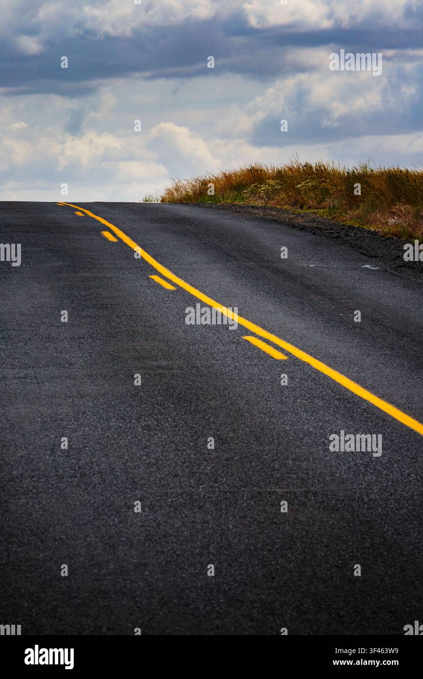 A road in the country with a passing lane. Stock Photo