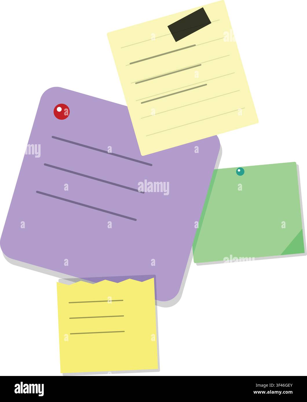 Sticky note paper collection vector illustration isolated on white background Stock Vector