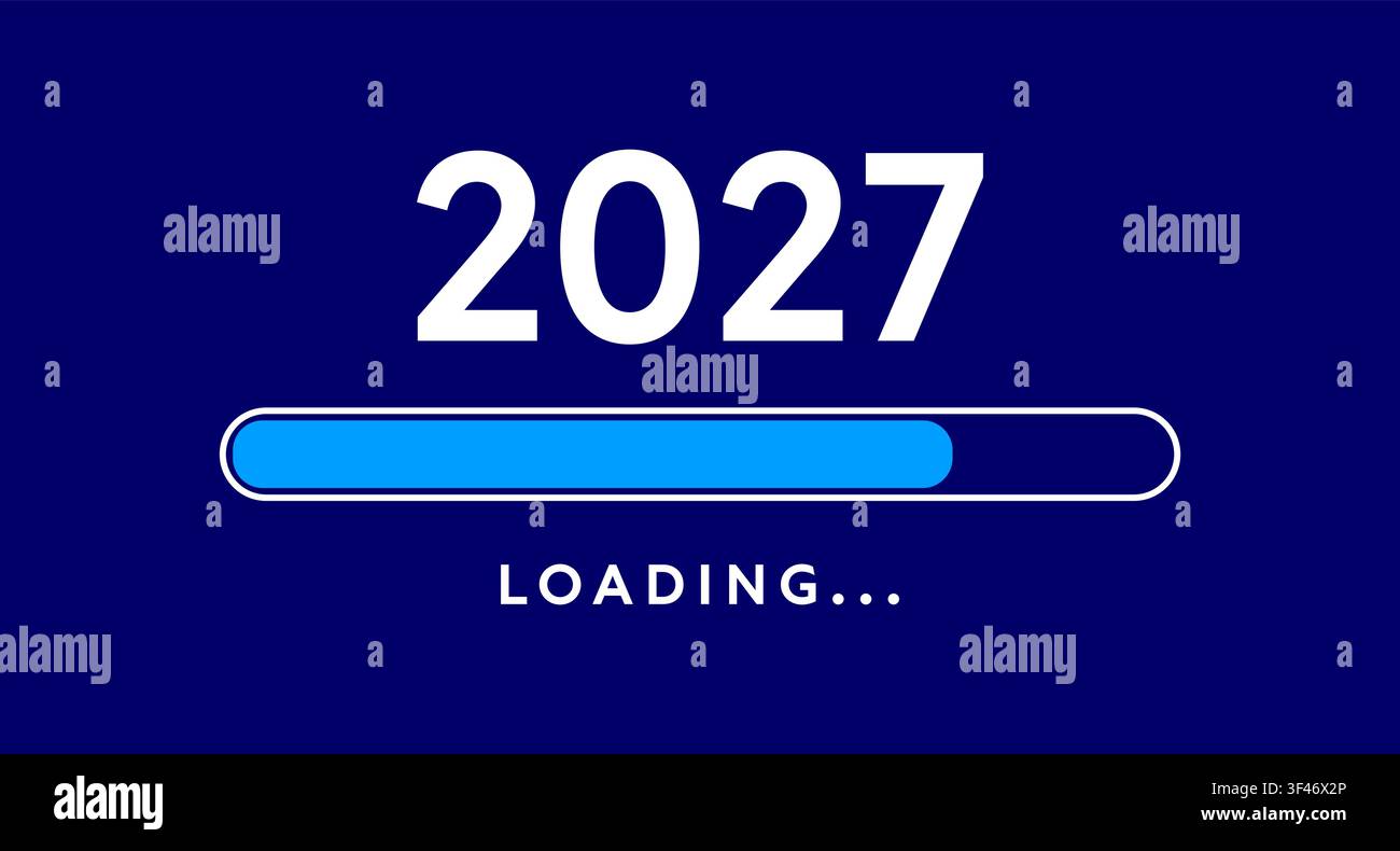 2027 progress bar, New Year 2027 loading countdown design Stock Vector