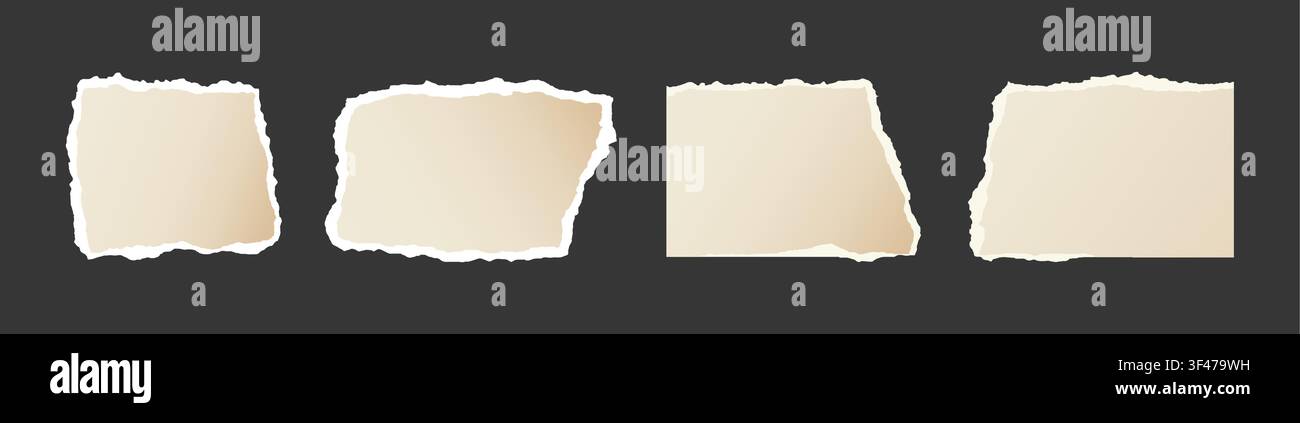 Paper cut rip sheet vector torn edge background. Old frame note craft paper cut vector square label box Stock Vector