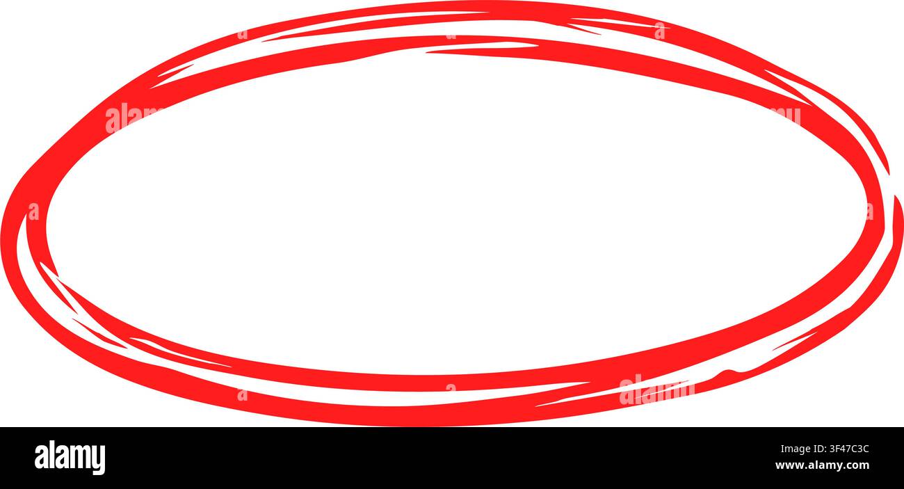 Hand Drawn Red Scribble Circle Isolated. Brush Marker Highlight Icon Vector Illustration Stock Vector
