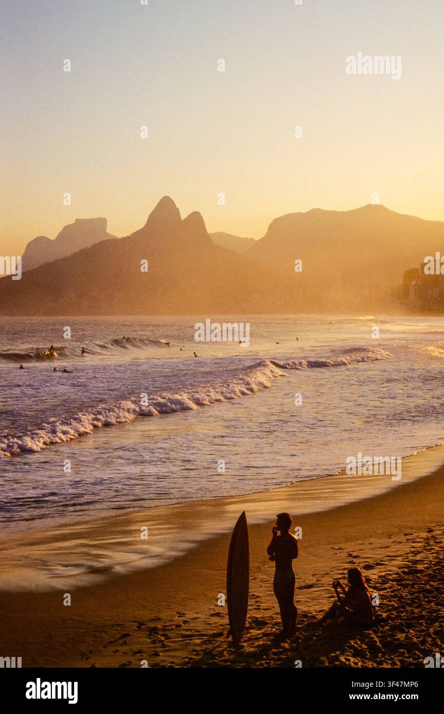 Brazil, Rio De Janeiro, sunset on the Ipanema beach Stock Photo