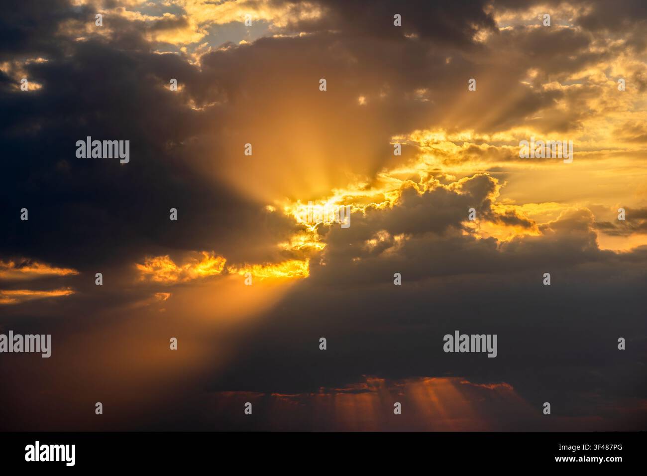 Dramatic sky at sunrise Stock Photo