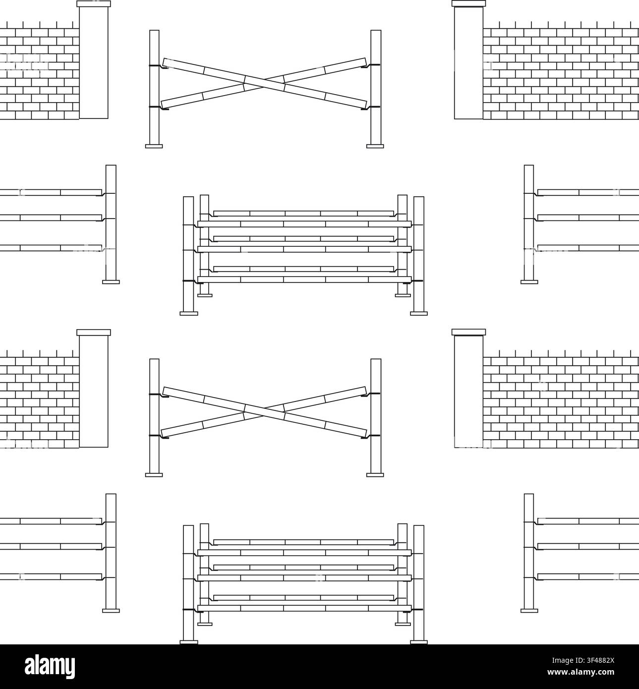 Vector seamless pattern of show jumping obstacle Stock Vector