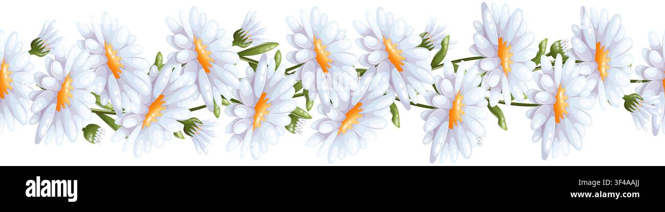A seamless vector border featuring daisies Stock Vector