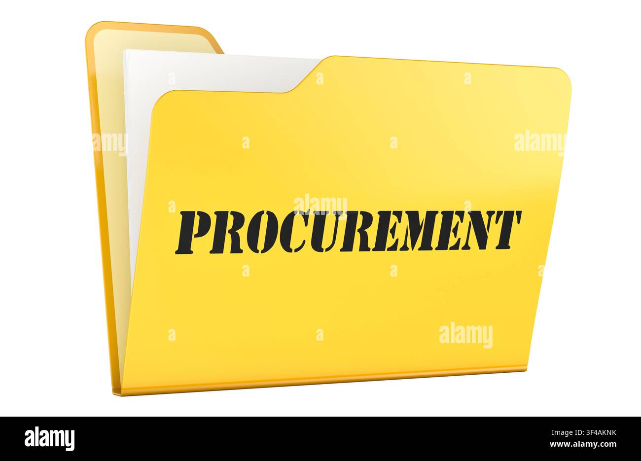 Procurement folder with documents, supply management concept. 3D rendering isolated on white background Stock Photo