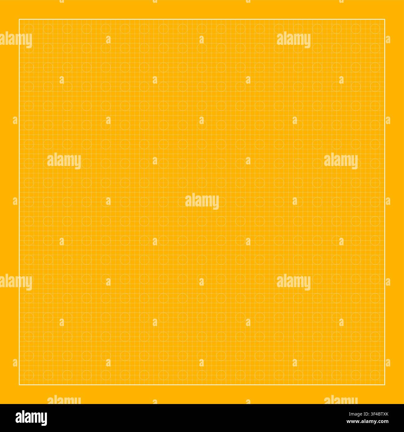 Yellow circle grid background with repeating geometric pattern for education, mathematics, design, printable worksheets, learning materials, engineeri Stock Vector