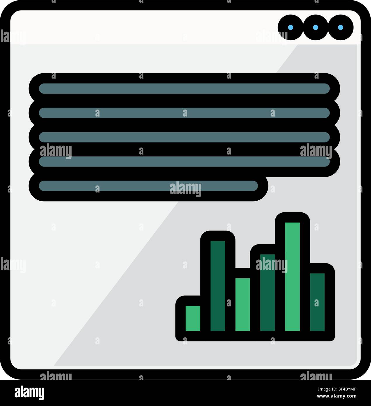 Statistics document icon symbolizing business reporting, financial analysis, performance metrics, data visualization, and analytical documentation Stock Vector