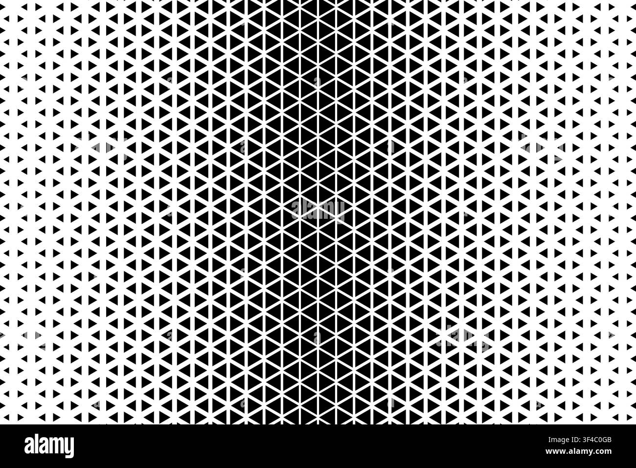 Repeating faded triangles pattern. Background with triangular shapes and halftone visual effect. Simple geometric mosaic texture. Minimalistic Stock Vector