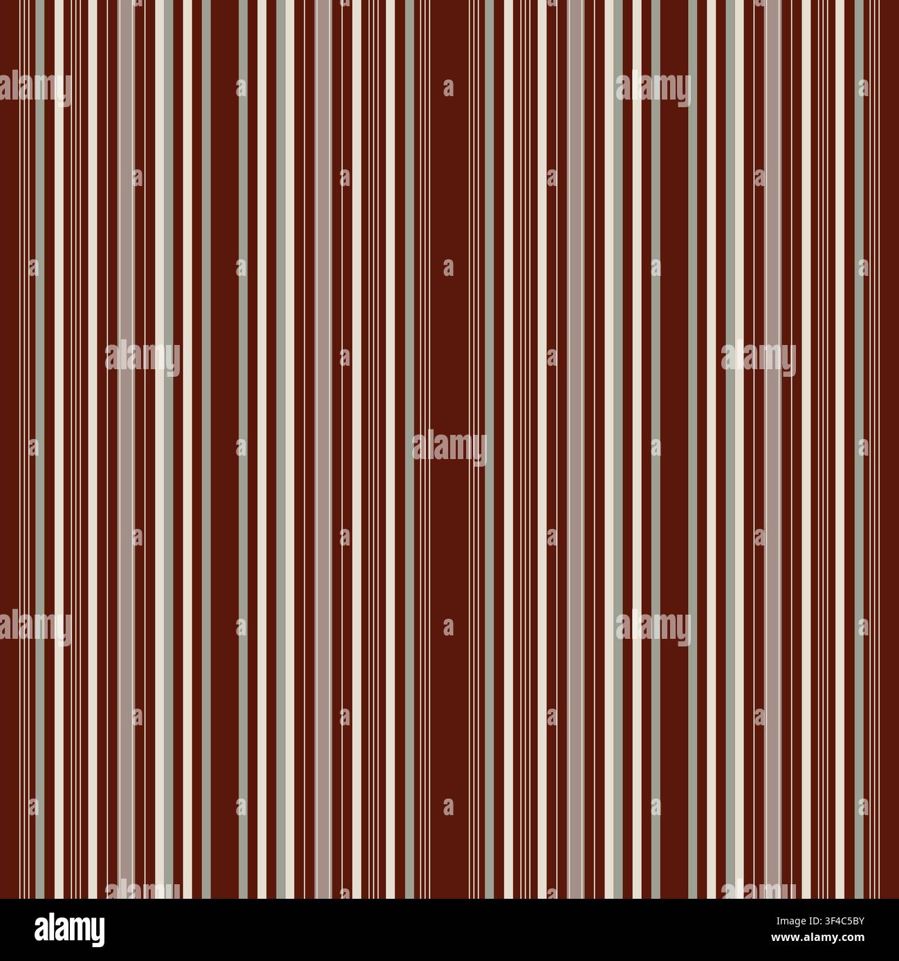 Striped ornament, seamless pattern. Vector illustration. Thin burgundy vertical lines on a beige background. For textiles, wallpaper, packaging and di Stock Vector