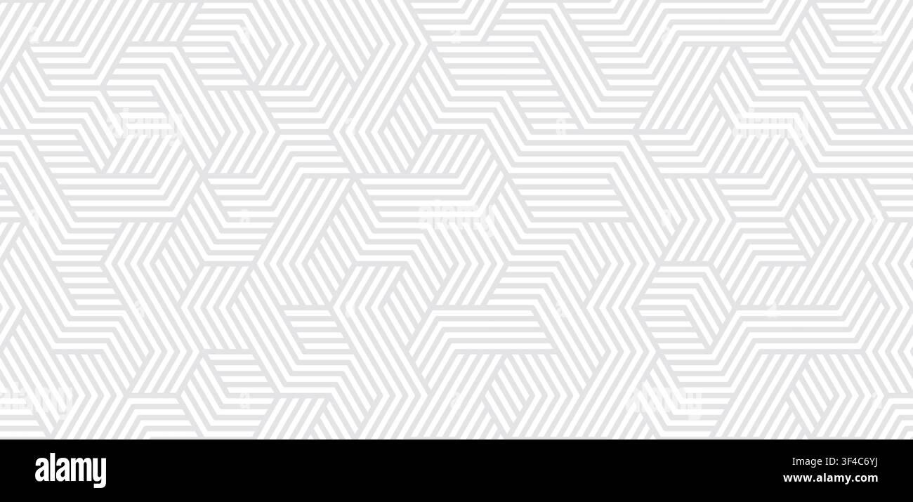 Seamless geometric grey line pattern on white background, abstract art deco elegant maze vector texture. Light modern wallpaper, gray monochrome Stock Vector