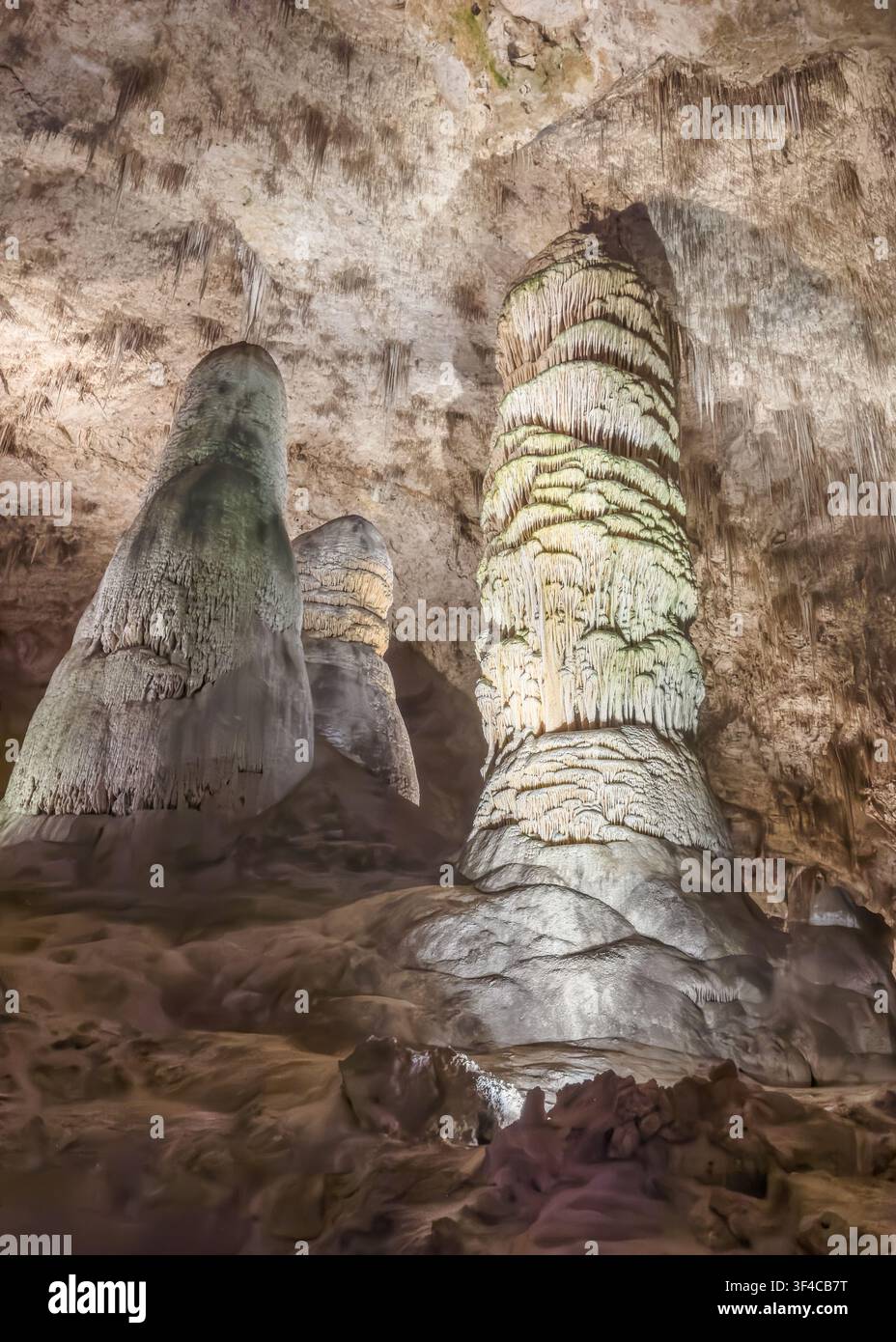 Columns, Big Room, Carlsbad Caverns National Park, New Mexico. - Smartphone Captured Stock Image